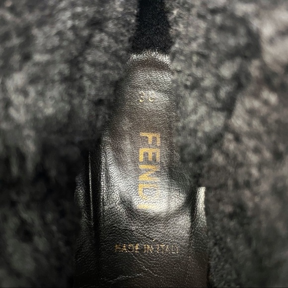 FENDI Vintage Metallic Leather Shearling Boots - Picture 8 of 8